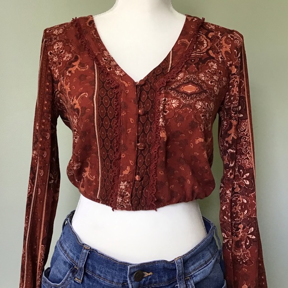 Kendall & Kylie Tops - Kendall & Kylie Paisley Crop Top